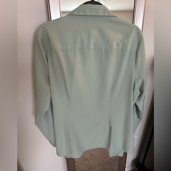 Notations Slaying Button Down Top in Sage - Picture 3 of 6